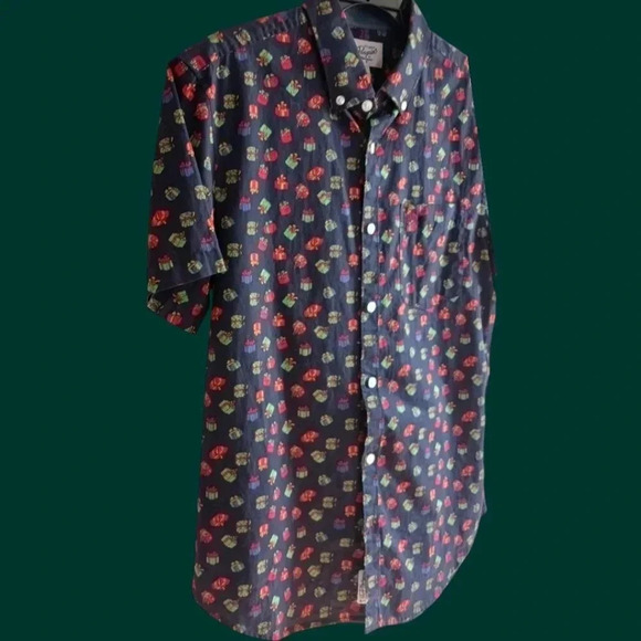 Original Penguin Short Sleeve Button-Up Shirt Gift Print size medium navy blue - Picture 9 of 16
